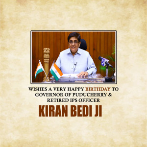 Image of Kiran Bedi with birthday greetings