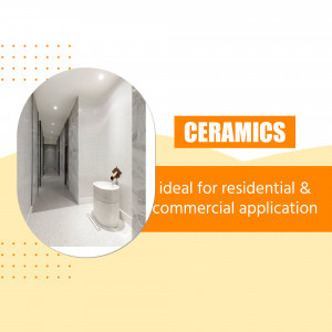 Image of a modern bathroom interior with ceramic tiles and a white sink.