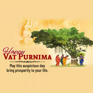 Vat Purnima festival greeting with women worshipping a tree