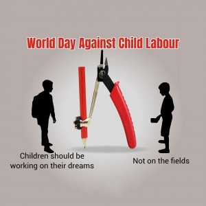 Image depicting the fight against child labor with a symbolic representation of cutting off opportunities for children.