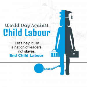Image depicting a silhouette of a child transitioning from shackles to graduation cap, symbolizing freedom from child labor.