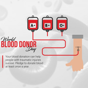 Illustration of blood bags connected to an arm for World Blood Donor Day