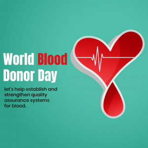 World Blood Donor Day graphic with a heart and pulse line