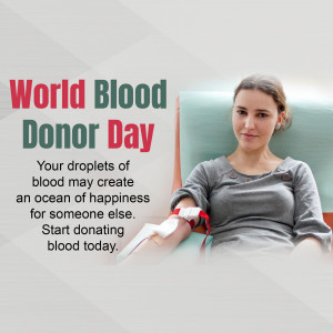 Woman donating blood on World Blood Donor Day