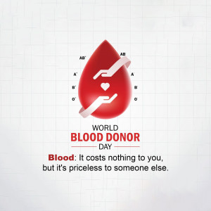 Image depicting hands cradling a blood drop with the text 'World Blood Donor Day'