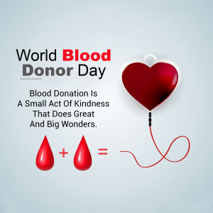 World Blood Donor Day graphic with a heart and blood drops