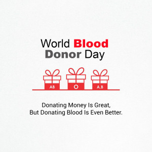 World Blood Donor Day graphic with three blood type gifts