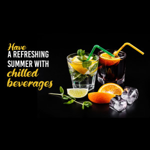 A promotional image featuring two chilled summer beverages with citrus fruits and ice.