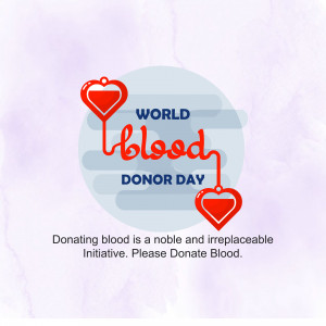 World Blood Donor Day graphic with red hearts and text
