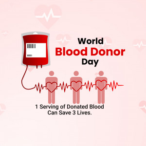 World Blood Donor Day graphic with blood bag and silhouettes