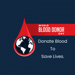 World Blood Donor Day graphic with a blood drop and globe