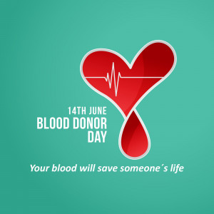 World Blood Donor Day graphic with a heart and pulse line