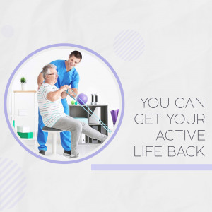 Physical therapist assisting a senior patient with leg exercises.