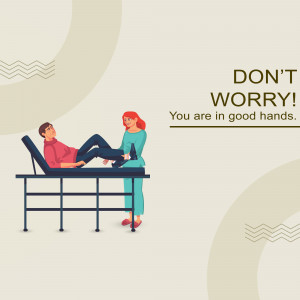 Illustration of a doctor examining a patient with a reassuring message.