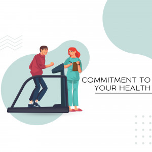 Doctor monitoring a patient on a treadmill during a health checkup.