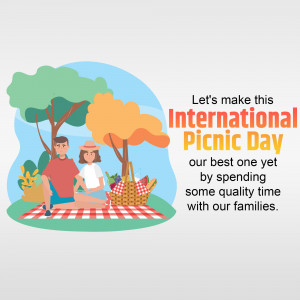 Illustration of a family enjoying a picnic in a park for International Picnic Day.