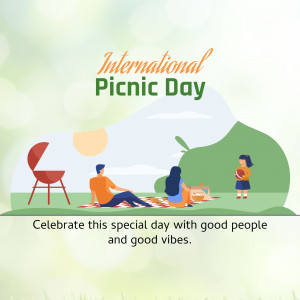 Illustration of a family enjoying a picnic in a park for International Picnic Day