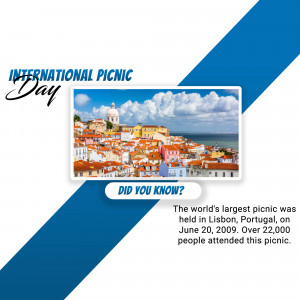 Image celebrating International Picnic Day with a fact about the largest picnic held in Lisbon, Portugal.
