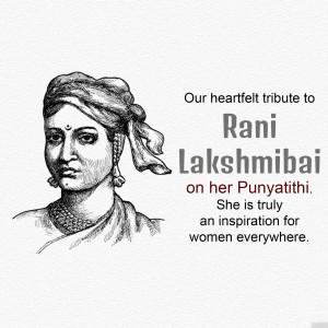 Portrait of Rani Lakshmibai with tribute text