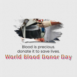 Image depicting a blood donation process with a message promoting World Blood Donor Day.