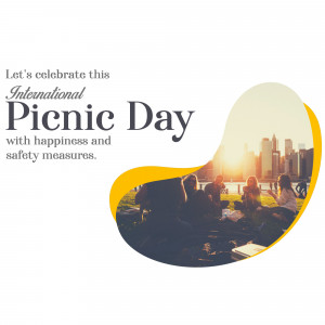 Image celebrating International Picnic Day with people enjoying a picnic in a city park.