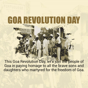 Image commemorating Goa Revolution Day with a historical collage and text.