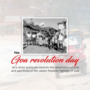 Black and white photo of people with a flag, commemorating Goa Revolution Day
