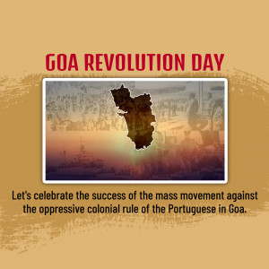 Image commemorating Goa Revolution Day with a map of Goa and text.