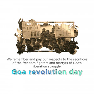 Image commemorating Goa Revolution Day with a silhouette of India containing a historical scene and text.