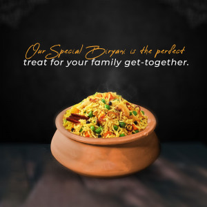 A clay pot filled with delicious Biryani, garnished with spices and served with steam.