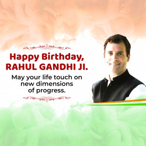 Birthday greeting for Rahul Gandhi with Indian flag background