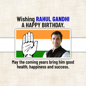 Birthday greeting for Rahul Gandhi with Indian National Congress symbol