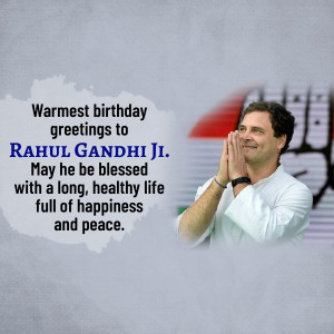 Rahul Gandhi with folded hands and birthday wishes