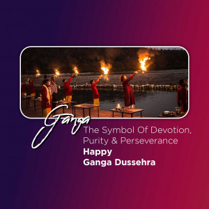 People performing Ganga Aarti with fire during Dussehra