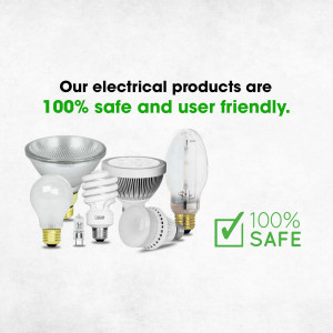 Assortment of light bulbs with a safety checkmark