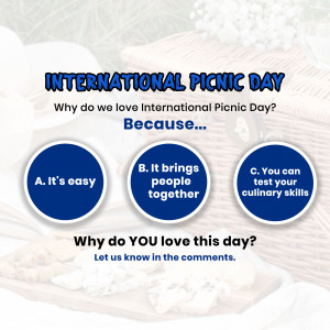 Graphic promoting International Picnic Day with reasons to celebrate.