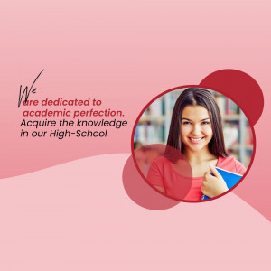 Smiling female student holding books with text about academic perfection.