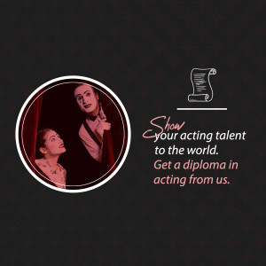 Image of a person on stage with another looking up, promoting acting classes.