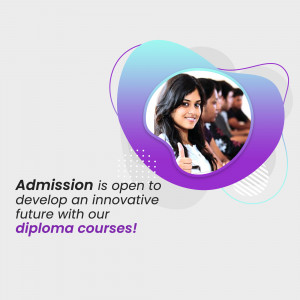 Image promoting diploma course admissions with a student giving a thumbs up.