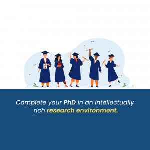 Illustration of graduating PhD students celebrating with confetti.