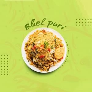 A top-down view of a plate of Bhel Puri, a popular Indian street food.