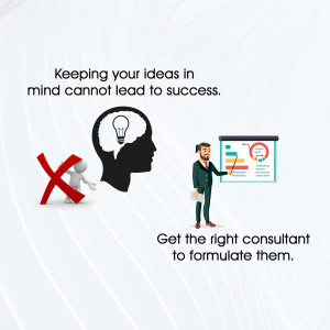 Illustration depicting the importance of consulting for successful idea implementation.