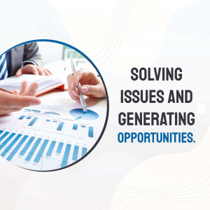 Two people discussing business plans and data analysis.