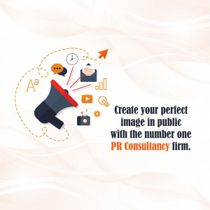 Illustration of a megaphone with icons representing marketing and communication services.