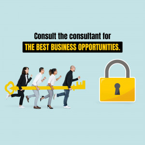 Business professionals running towards a golden key unlocking a padlock