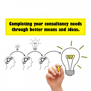 Illustration of lightbulbs representing ideas and a hand drawing a connection to a larger lightbulb.