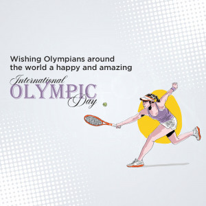 Illustration of a tennis player celebrating International Olympic Day