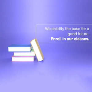 Stack of books with text promoting education