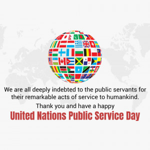 Globe covered in flags with text thanking public servants