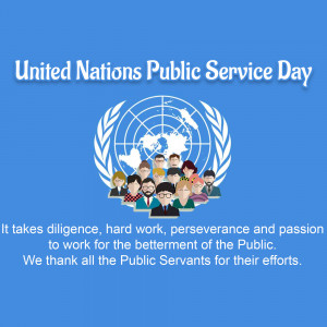 United Nations Public Service Day graphic with diverse group of people
